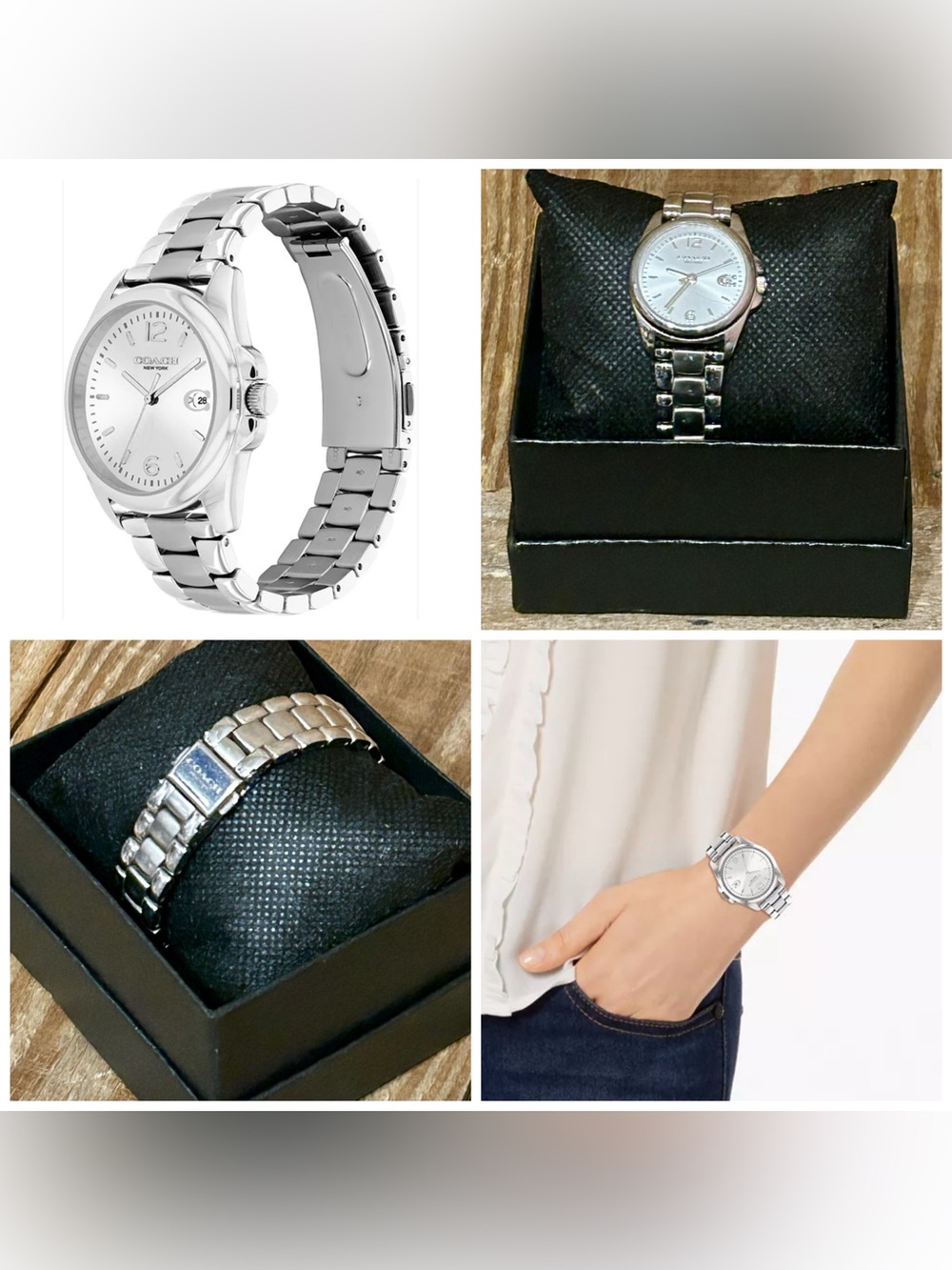 Coach. 4 Piece: Maggie Op Art Shoulder Bag with Free Watch, Wristlet & Dust Bag. - Picture 15 of 16